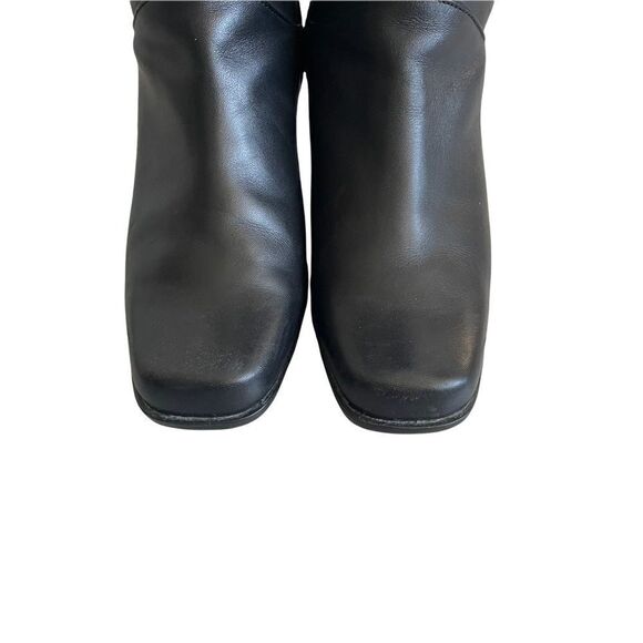 AQUA College Black Leather Insulated Tall Winter Heel Boots Square Toe 8.5 - Picture 9 of 16